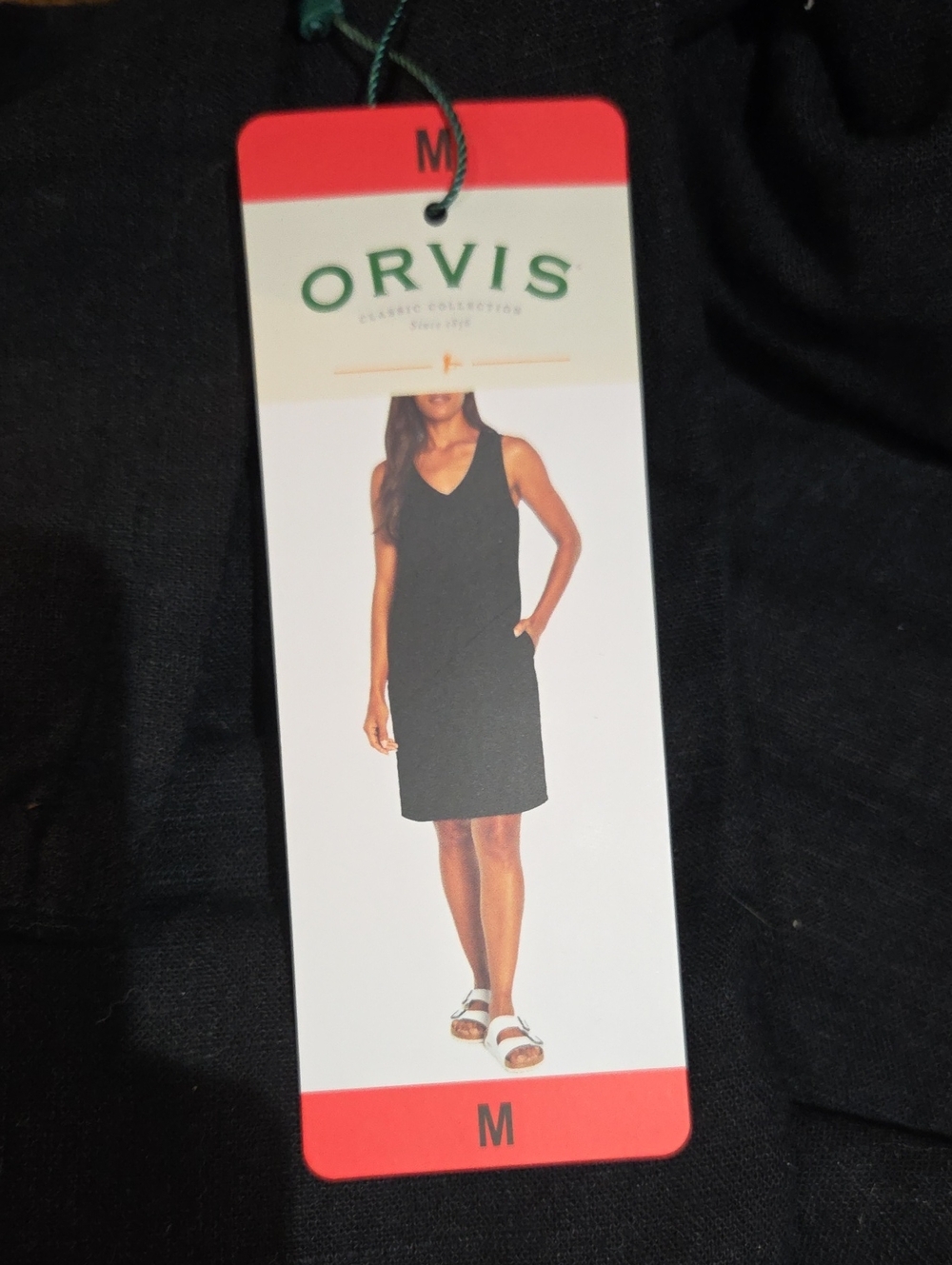 Orvis Womens Linen Blend Sleeveless V-Neck Dress Medium Black